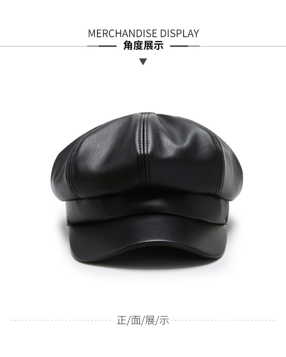 Fashion Solid Color Octagonal Cap Hats Female Autumn Winter Leather Panama Stylish Artist Painter Newsboy Caps Beret W front-5