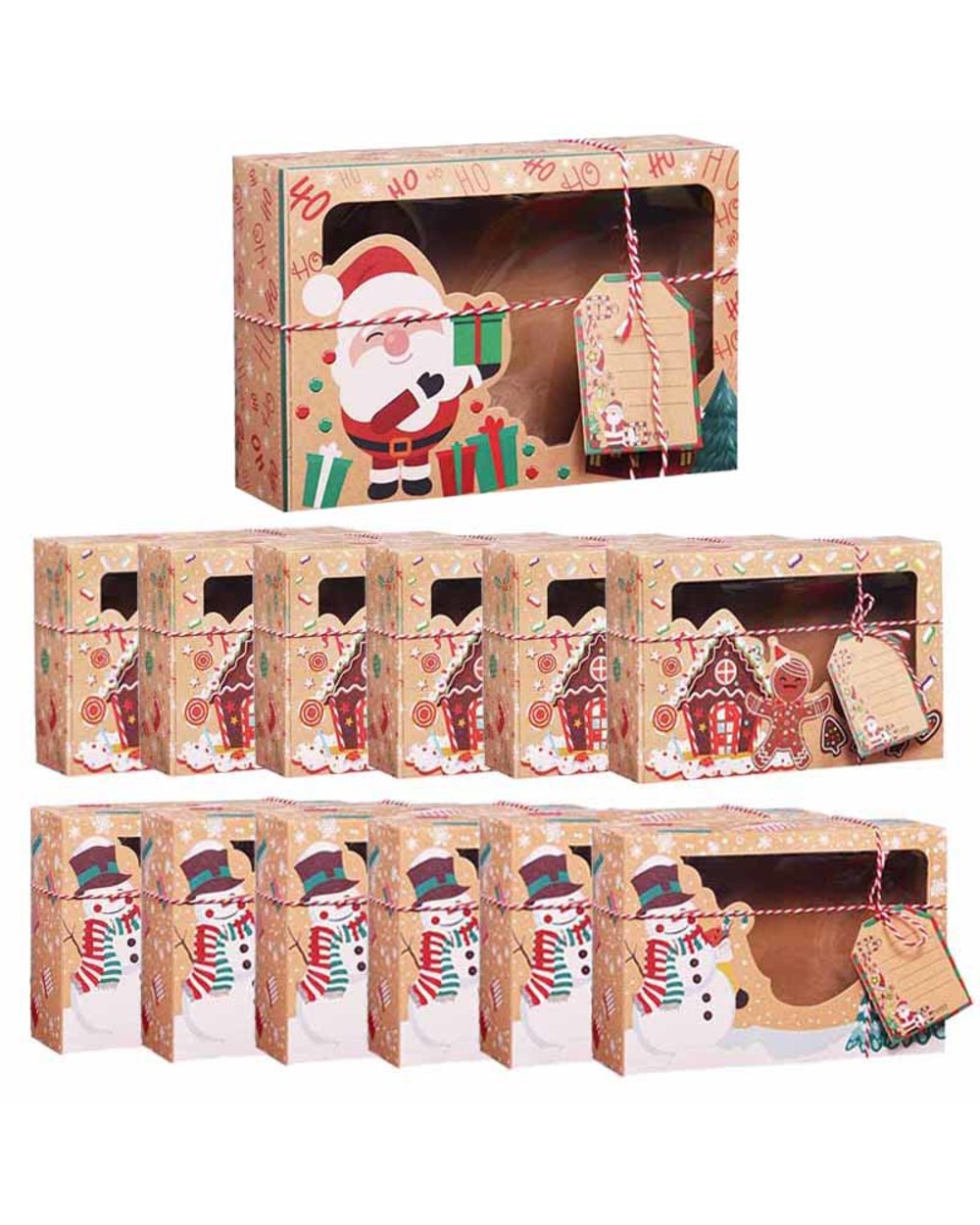 Kraft Paper Candy Boxes Merry Christmas Cookie Gift Box Clear Window Packaging Bag Party Favor New Year Decoration front-0