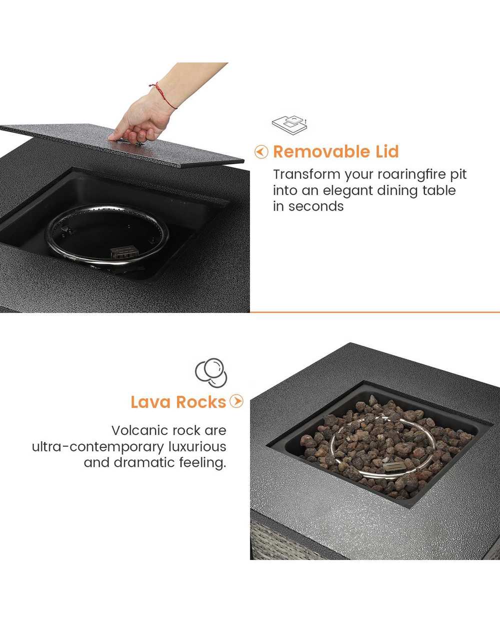28 Inch 50000 Btu Gas Fire Pit Multi-Function Fire Pit Smokeless Combustion Fire Pit Warmth Winter Outdoor Fit 20Lb Pro front-4