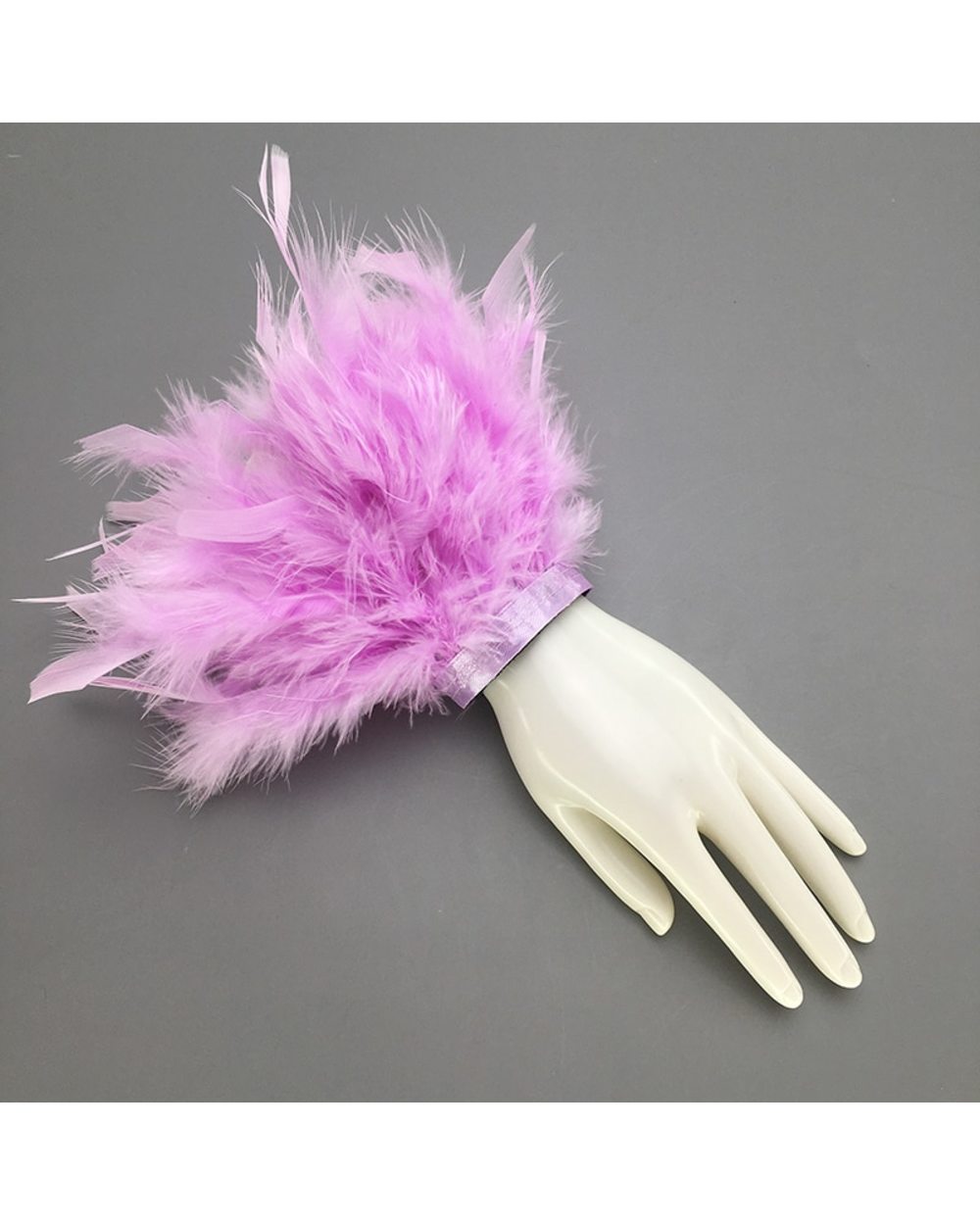 Women Real Fur Ostrich Feather Cuffs 2022 Feather Fur Cuffs Bracelet Snap Anklet Bracelet Fur Feather Cuffs Wrist Sleev front-3
