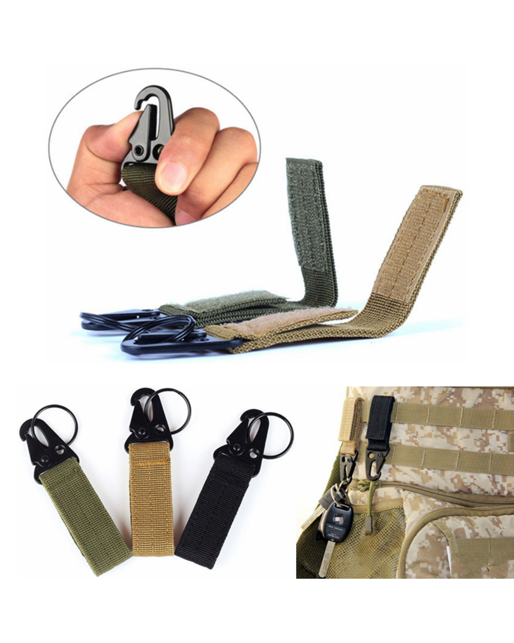 Outdoor Backpack Hook Military Tactical Nylon Safety Tool Accry Hiking Hunting Clim Survival Strap Hook Euipment front-1