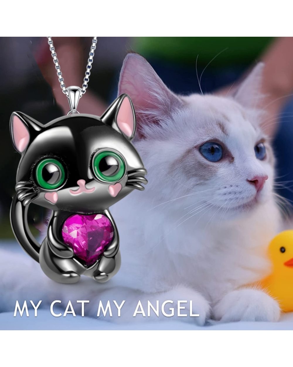 Ragdoll Love Crystal Cat Pendant Necklace Natural Love Crystal Cat Animal Jewelry Fashion front-2