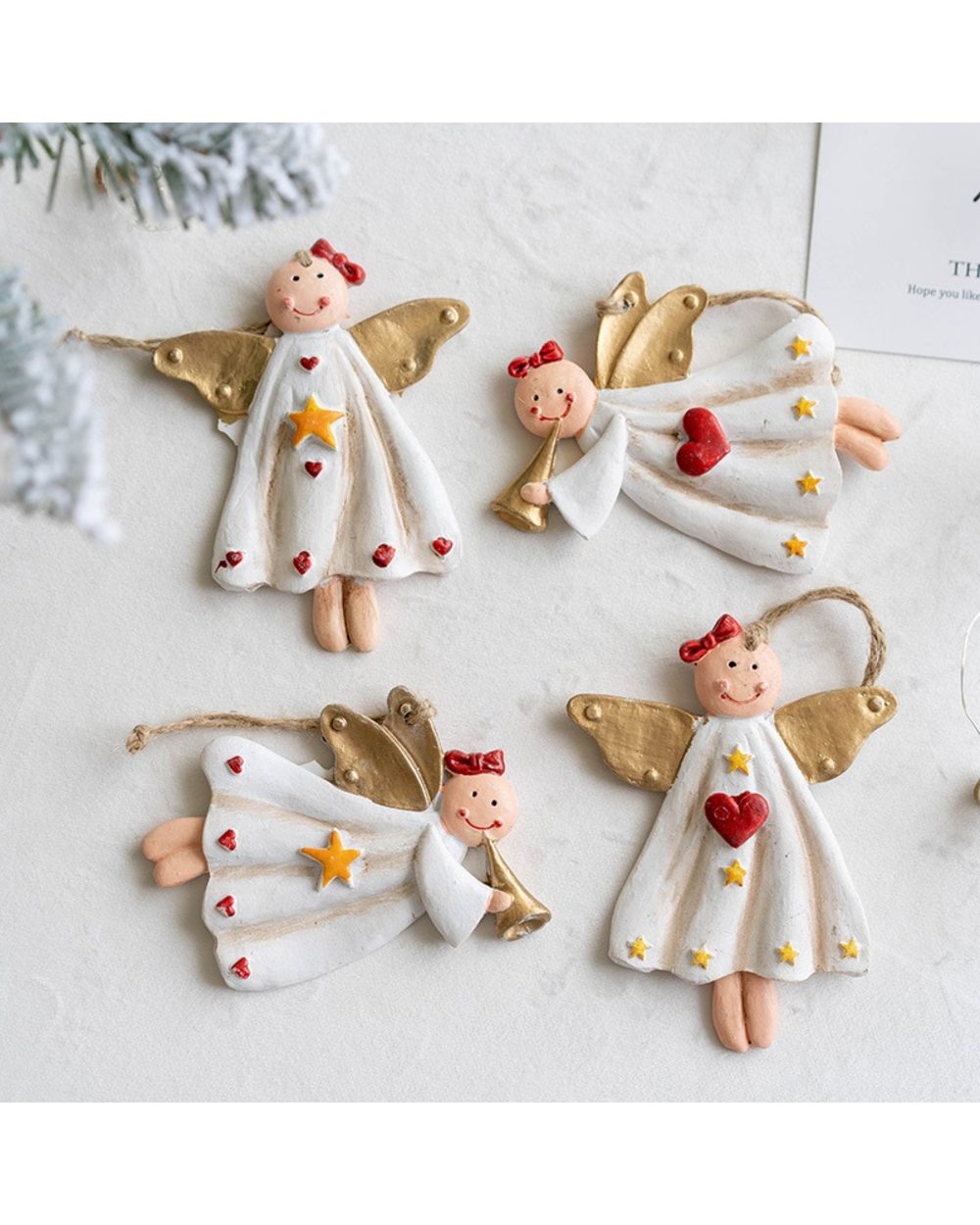 Resin Angel Girl Figurine Xmas Ornament Christmas Tree Decoration Toys Pendant Christmas Presents New Year Home Decor front-0