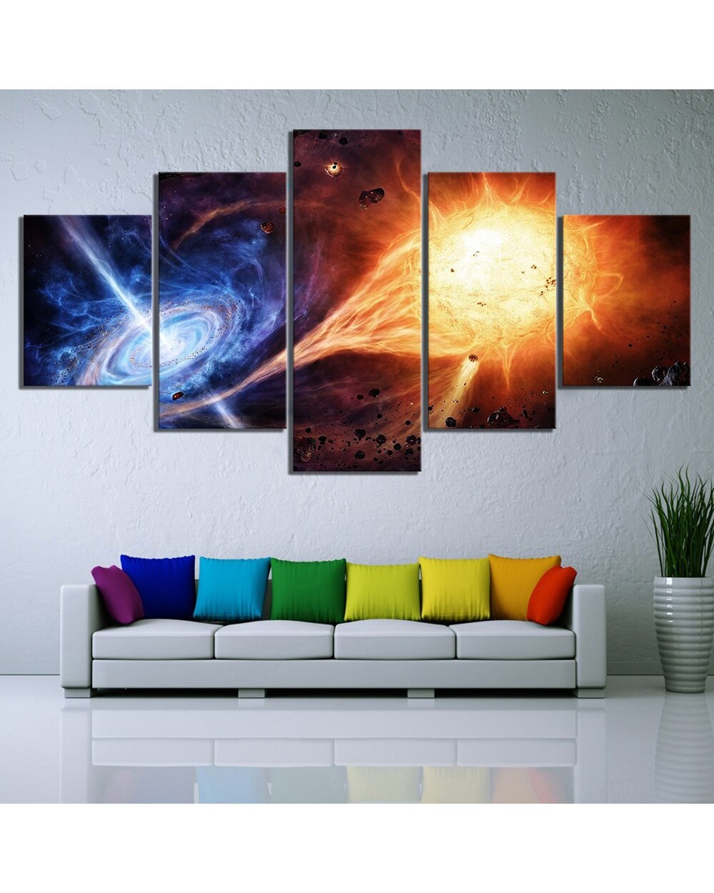 Outer Space Fantasy Black Hole Picture Print 5 Panel Canvas Art Wall Decor front-0