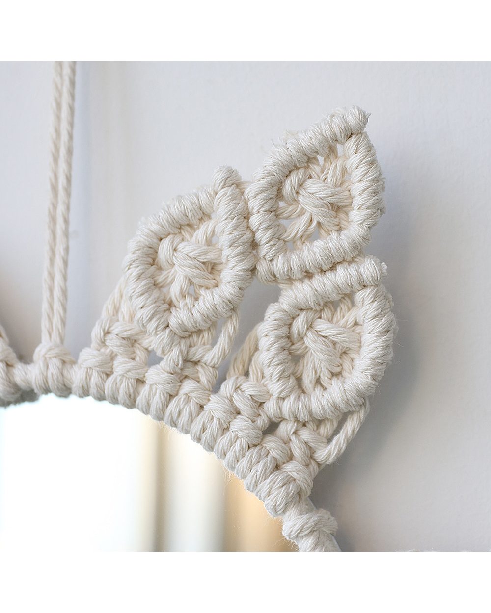 Mirror with light Wall stickers Macrame Mirror Round Boho Decorative Decor for Apartment Bedroom Baby Nursery Dorm VG06 front-3