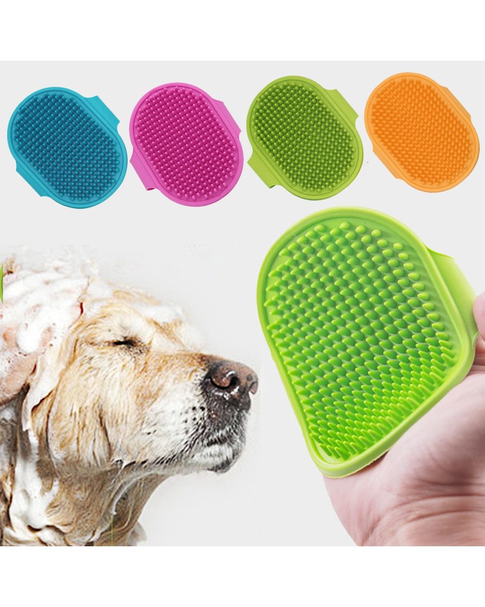 Dog Rubber Shower Brush Grooming Hair Massage Gloves Comb Cat and Dog Shower Bath Dual-use Pet Cleaning Supplies front-0