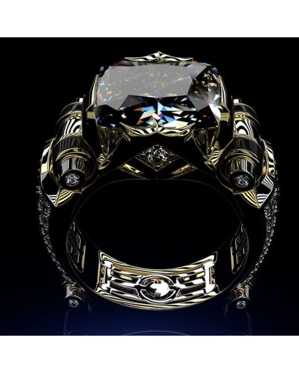 Vintage Jewelry Rings for Men Gothic Stainless Steel Ring Gold Color Fidget front-1