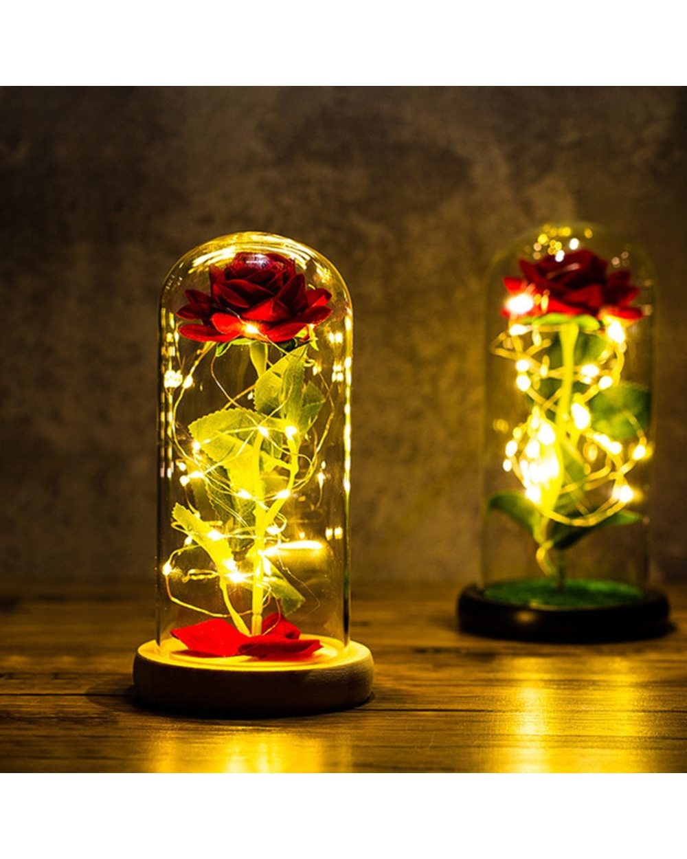 Valentines Day Gift for Girlfriend Eternal Rose LED Light Foil Flower In Glass Cover Mothers Day Gift front-1