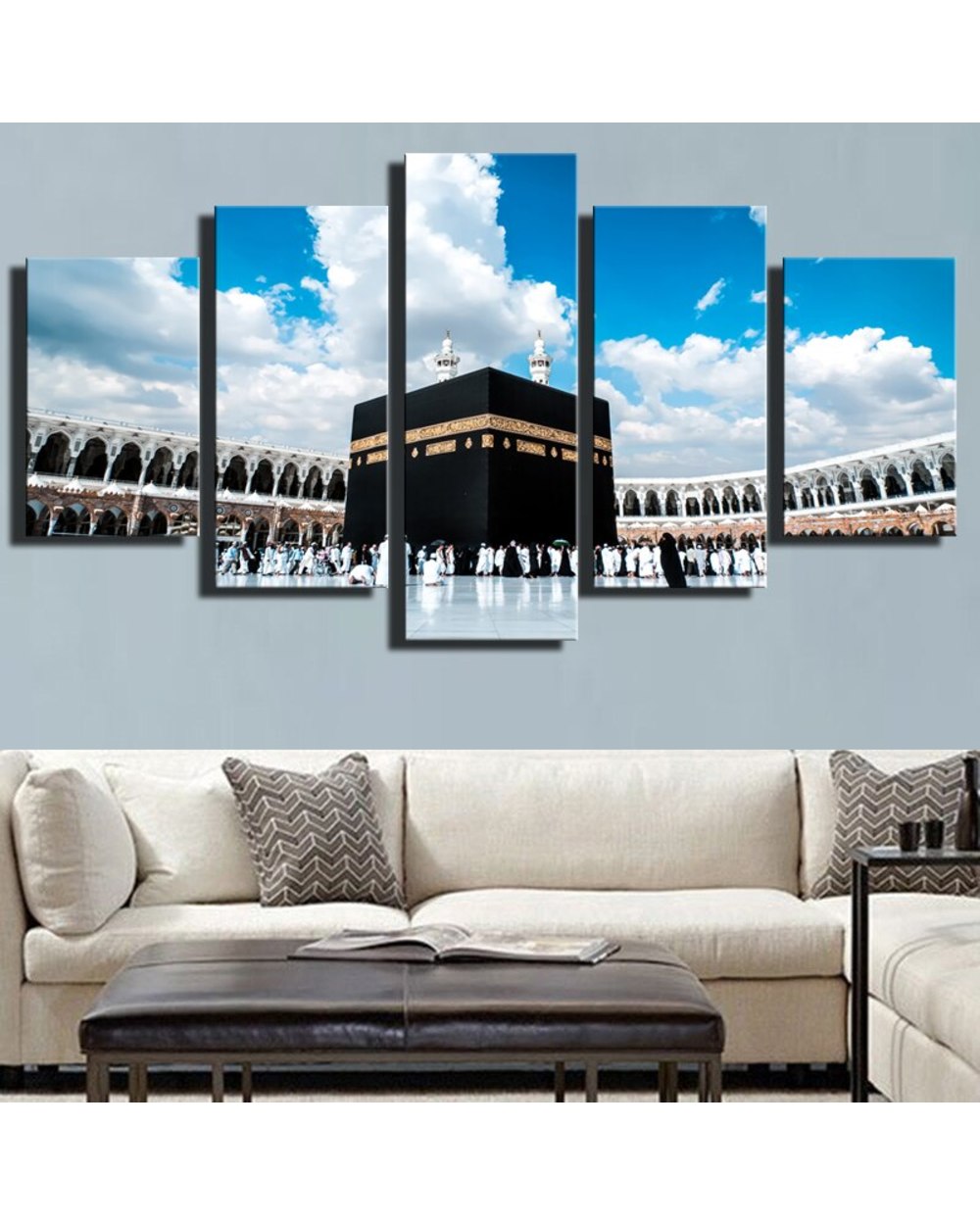 Islamic Religious Hajj Round Muslim Mosque Tomb Of Muhammad Picture Print Religion 5 Panel Canvas Art Wall Decor front-0