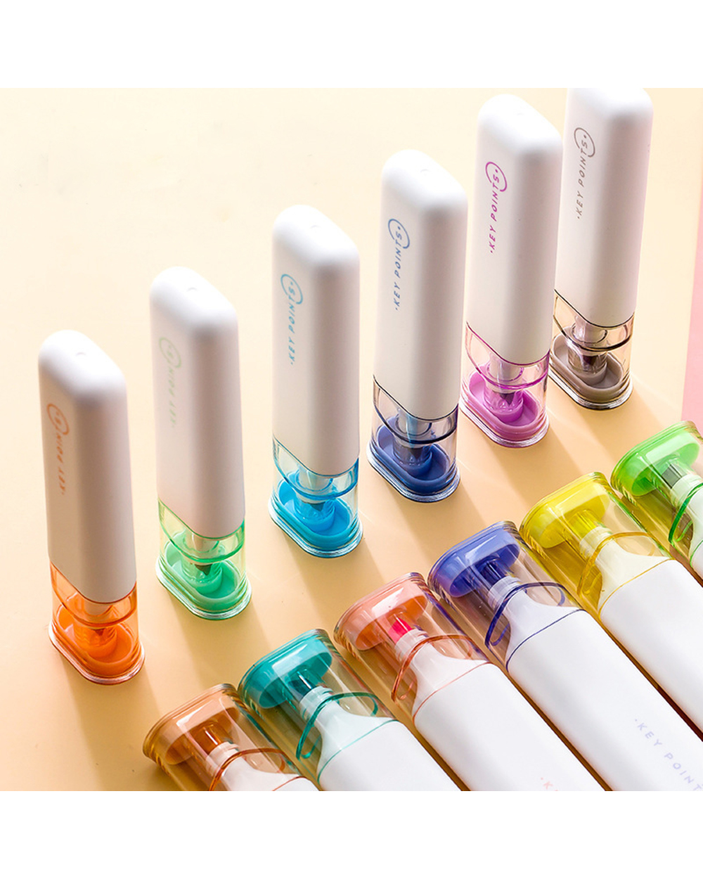 Highlighters Pens Set/6Pcs Pastel Color Marker Pens Soft Tip Fluorescent Pens Key Points Markers School Stationery Graf front-1
