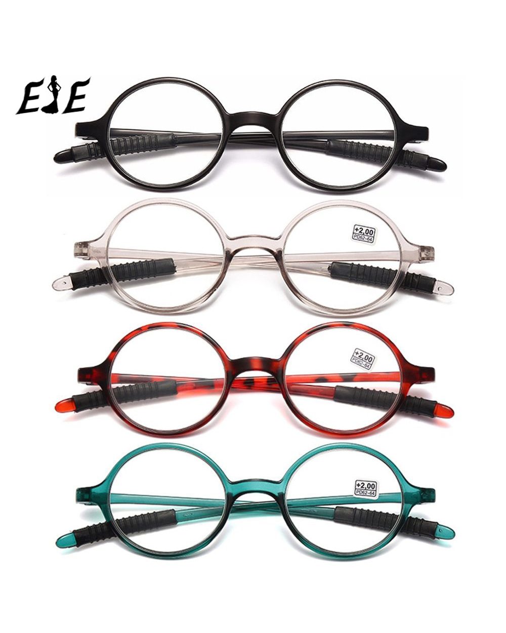 2023 New Round Frame Reading Glasses Pc Stylish Hd Resin Reading Glasses Portable Gift For Parents Presbyopic Magnifica front-0