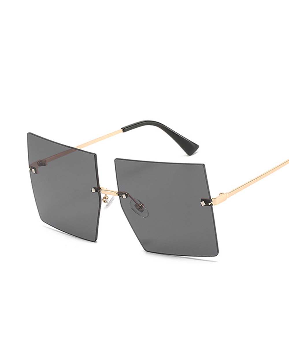 Vintage Square Sunglasses Women Luxury Oversized Rimless Sun Glasses Shades Female Fashion Brand Designer Clear Oculos front-3
