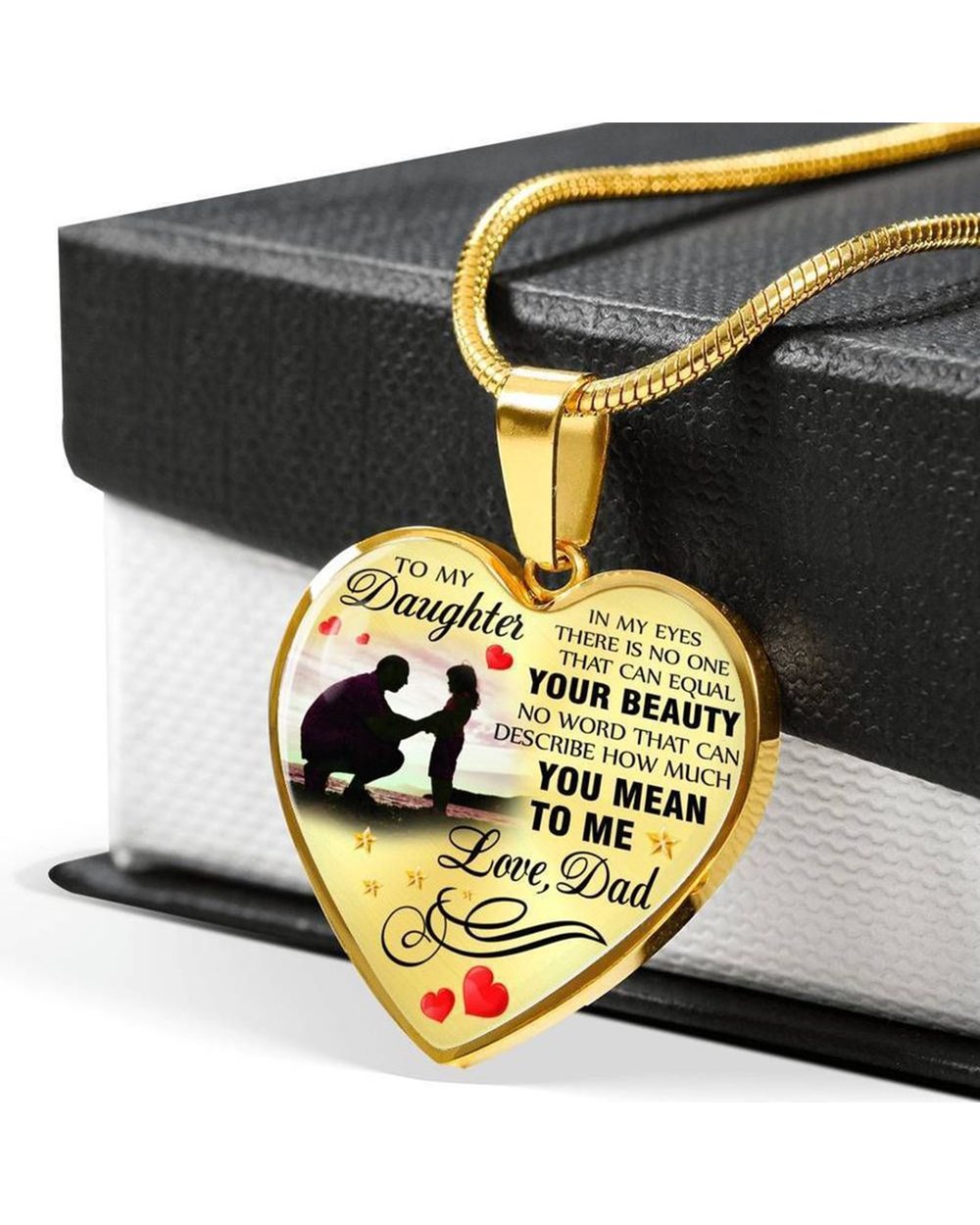 To My Daughter Heart Shape Pendant Necklace From Love Mom front-5