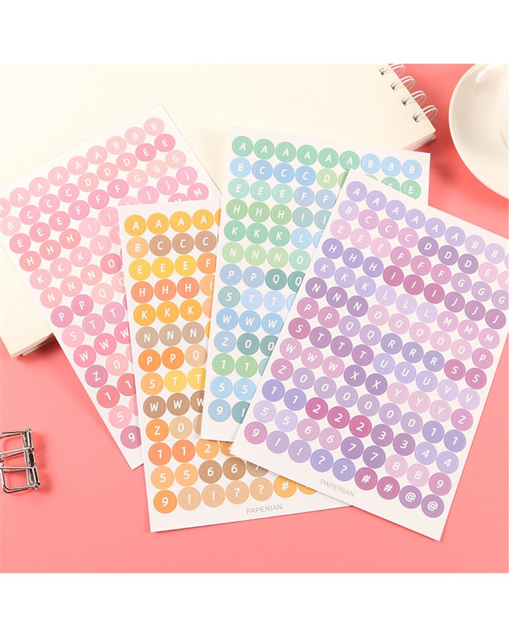 1-6 Sheets Colorful Numbers Letter Alphabet Stickers DIY Planner Notebook Journal Scrapbooking Flakes front-0