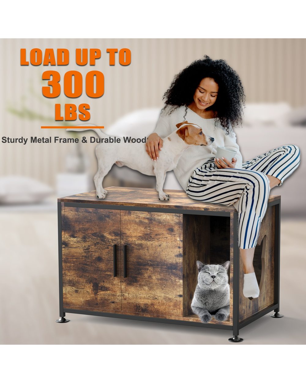 Hidden Cat Litter Box Enclosure Furniture front-4