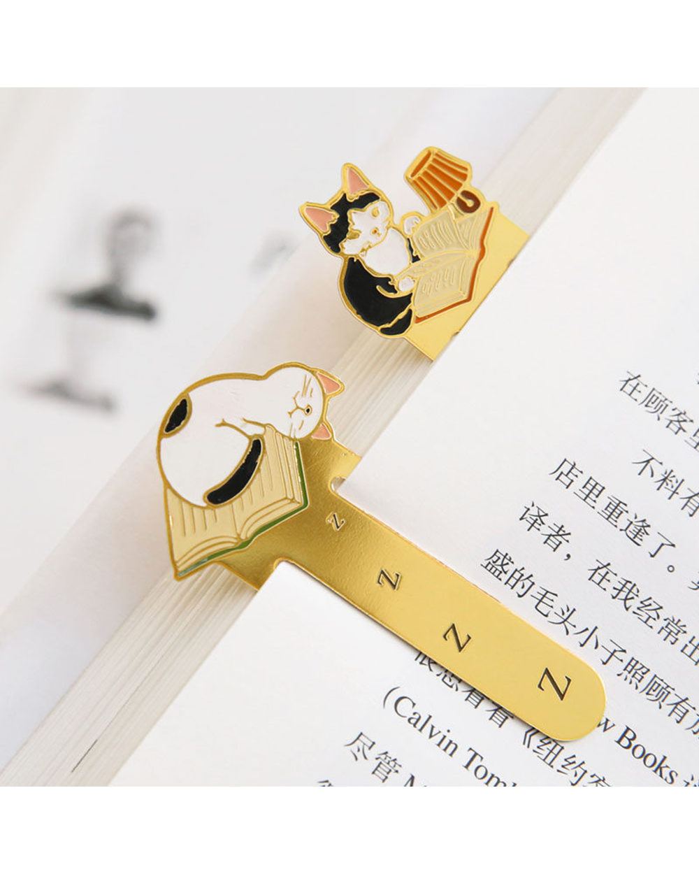 Cute Cats Reading Book Metal Bookmark Cartoon Animals Bookmark Promotional Gift Stationery Film Bookmark School Supplies front-1