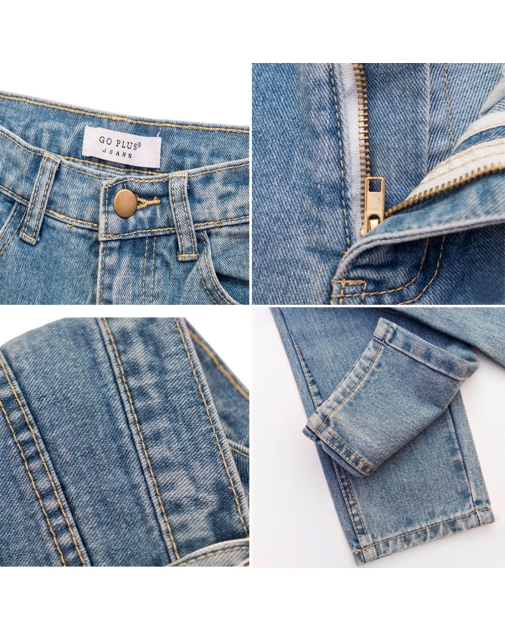 Vintage High Waist Jeans Woman Full Length Mom Jeans Cowboy Denim Pants front-5