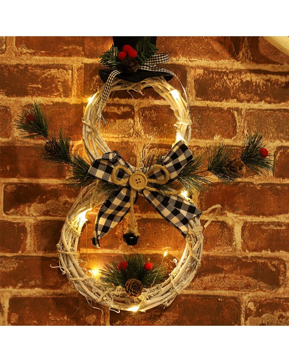 2022 Christmas supplies home decoration Christmas wreath hanging LED lights wreath charm Christmas rattan circle Decor front-2
