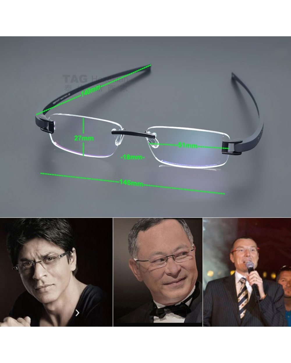 Tag Brand Frameless Glasses Frame Men Eyeglasses Myopia Spectacle Frames Goggle Computer Prescription Eye Glasses Frame front-5