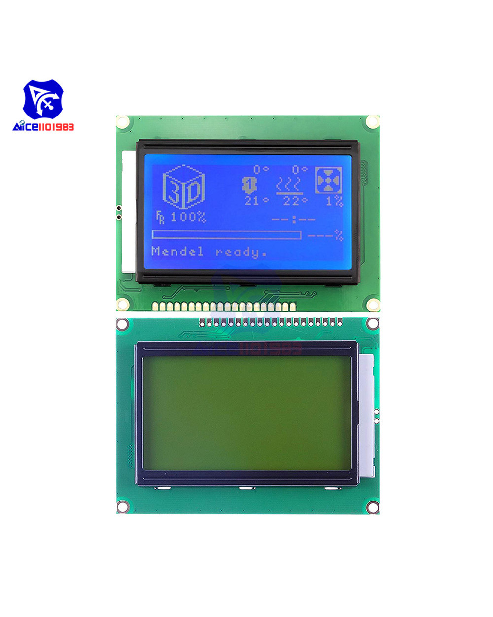 Diymore 128X64 Dots Graphic 12864 Lcd Display Module With Backlight St7920 Iic I2c Spi For Arduino Raspberry Pi Stm32 3 front-0