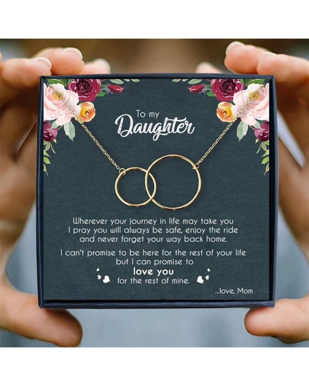 Mother Daughter Necklace Women Two Interlocking Infinity Circles Pendant Necklaces Birthday front-0