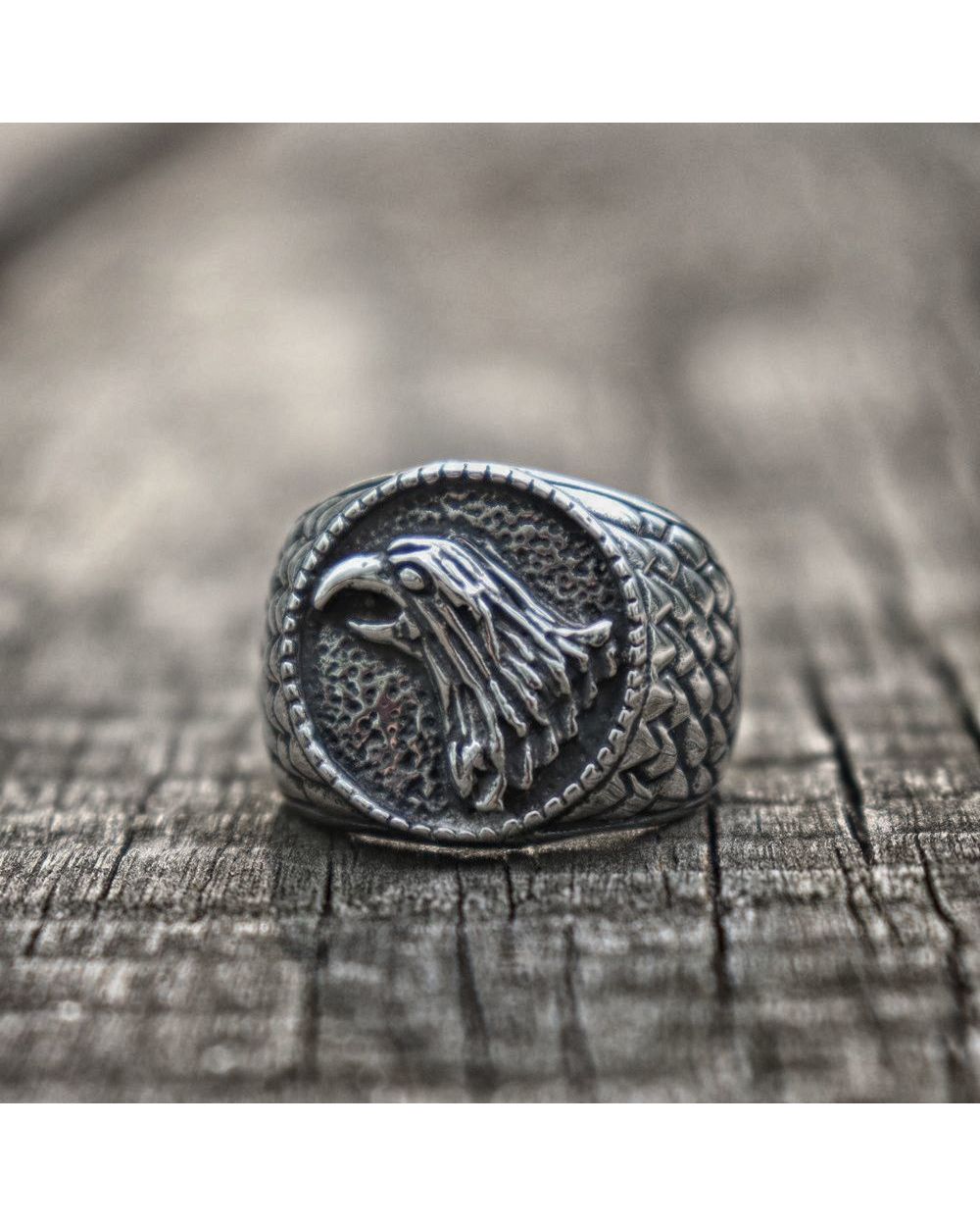 Eyhimd Mens Stainless Steel Signet Eagle Ring Classic And Vintage Biker Style Bird Rings Jewelry front-1