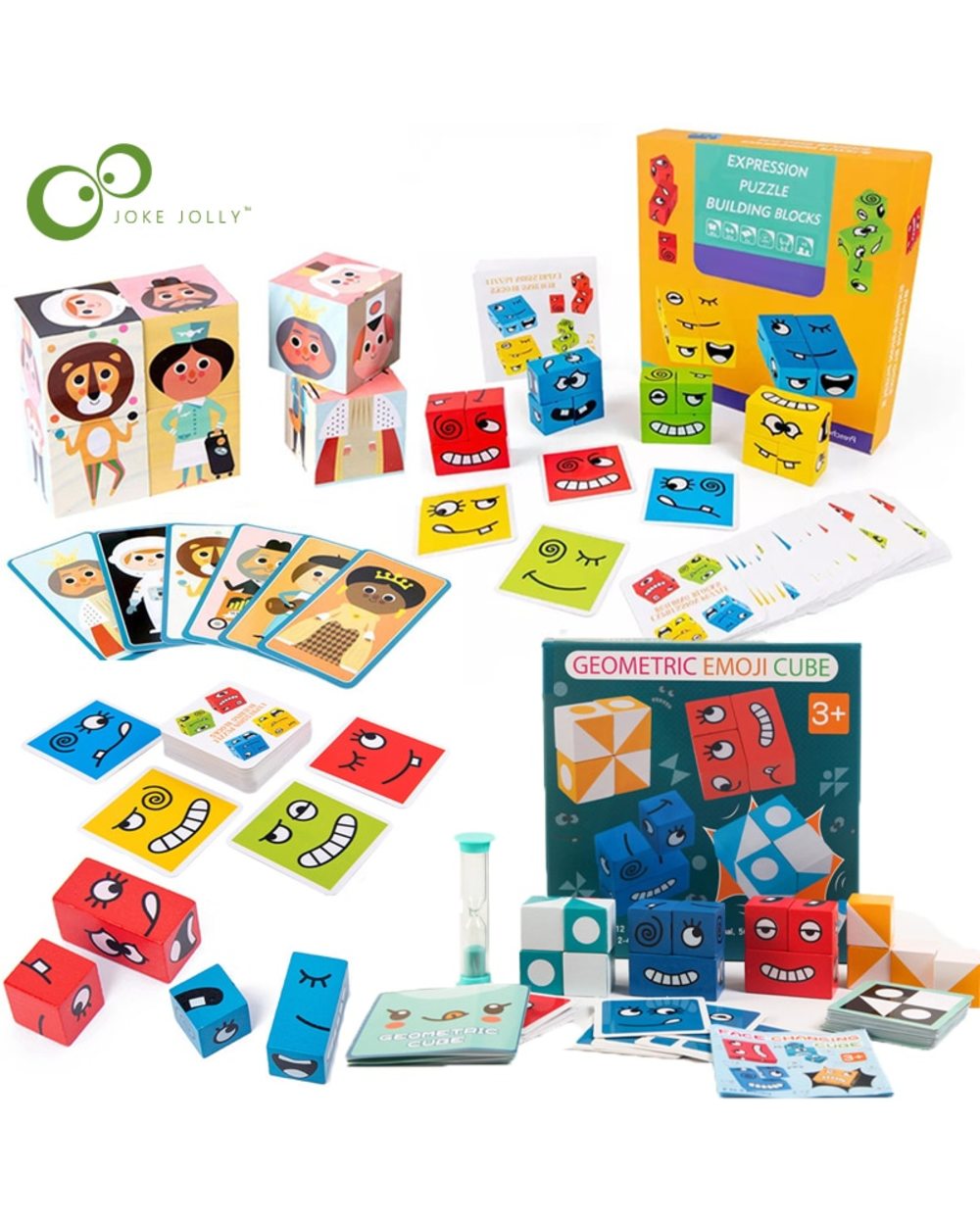 Wooden Expression Puzzled Magic Cube Building Blocks Montessori Educational Toys Logical Thinking Parent child Gift ZXH front-0