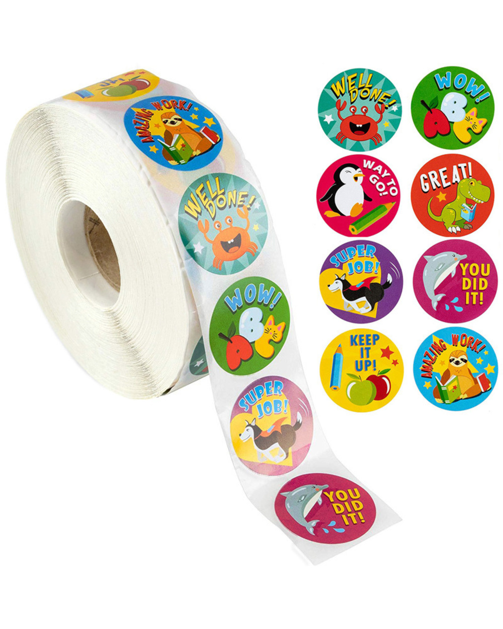 100-500Pcs Cartoon Stickers Zoo Animal Roll Stickers School Teacher Student Christmas Gift Scrapbooking Stationery Stic front-0