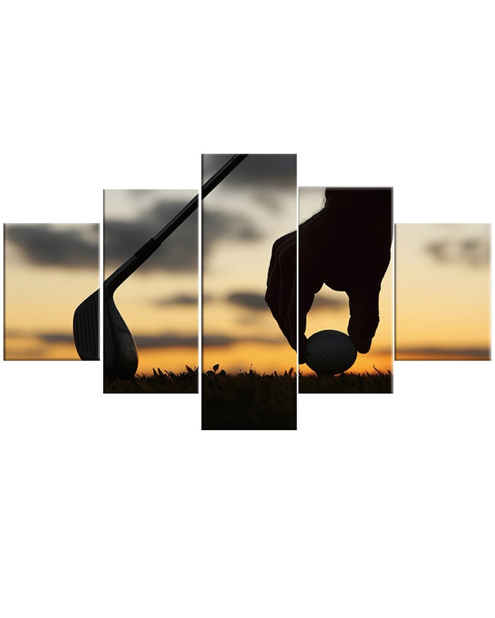 Golf Ball Course Leisure Sport Landscape Picture Print Sports 5 Panel Canvas Art Wall Decor front-1