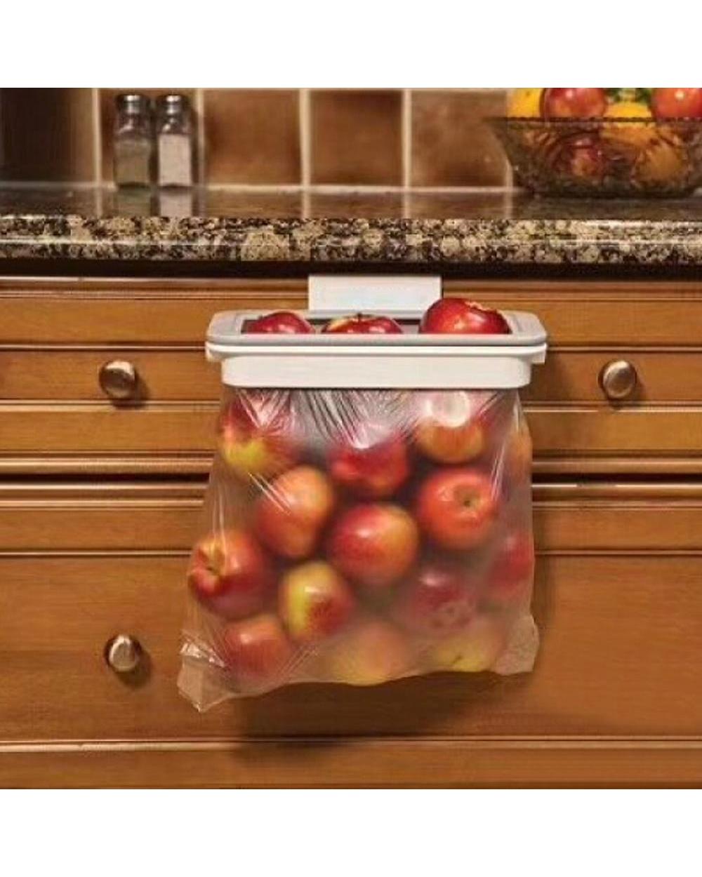 Portable Plastic Garbage Hanging Bag- Kitchen Trash Storage Rack Bag front-3