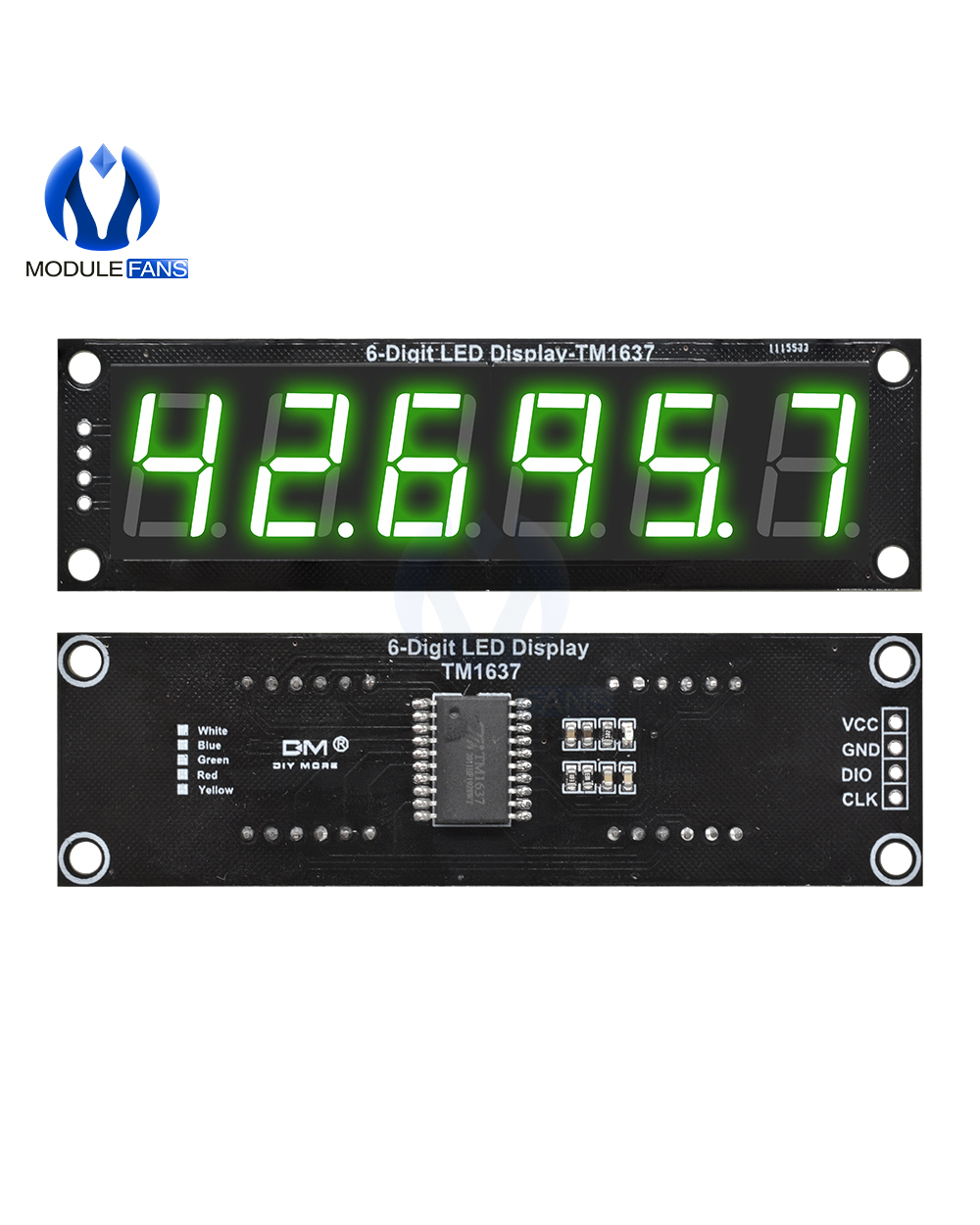 Tm1637 Led Display Module 0.56 Inch 6 Digital Led Indicator Tube For Arduino Red Green Blue Yellow White front-2