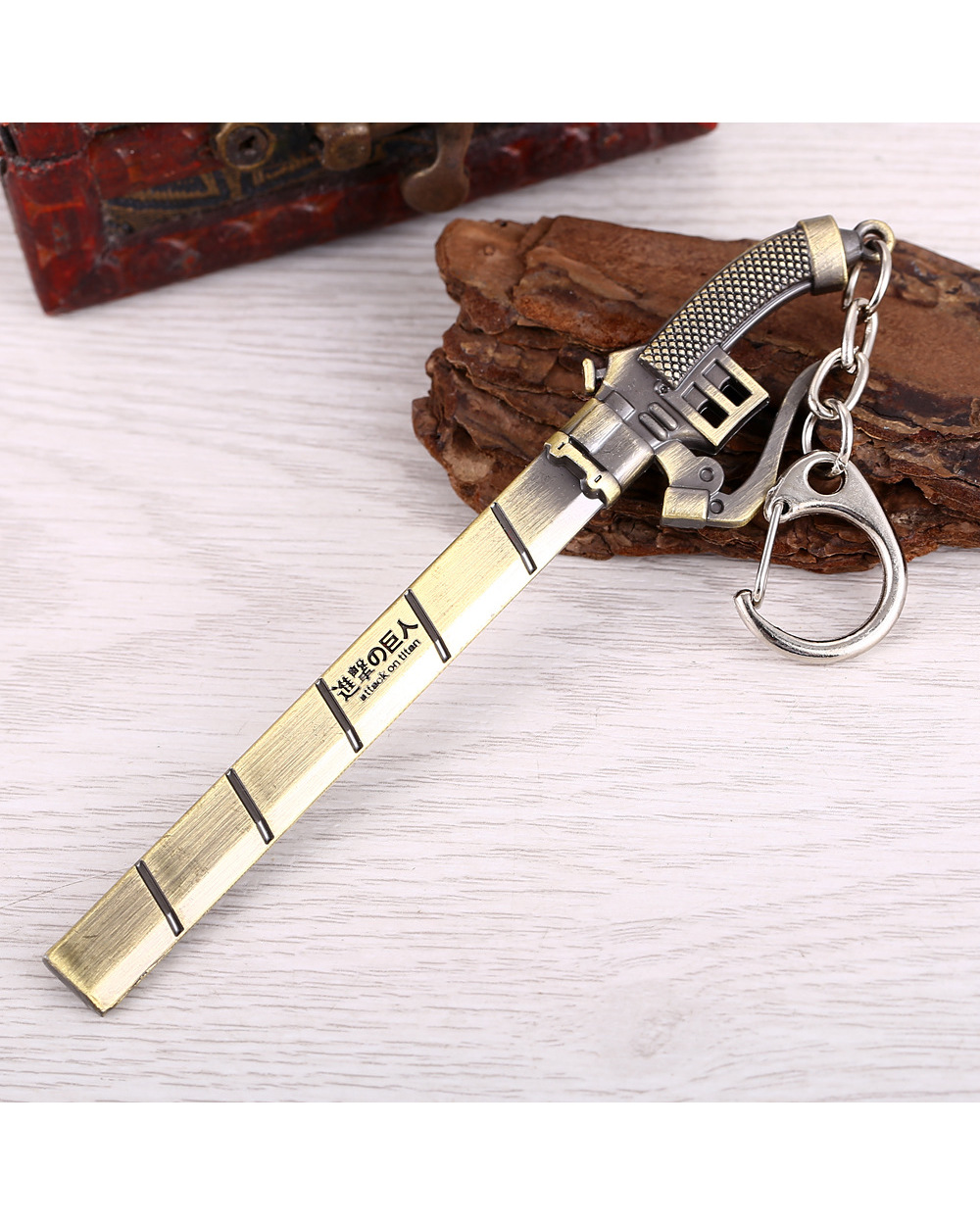 Anime Attack On Titan Keychain Men Sword Weapon Key Rings Metal Key Holder Trinkets Fans Gift Porte Clef Jewelry front-3