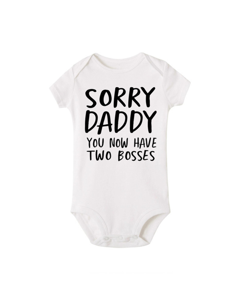 0-18M Sorry Daddy You Know Have Two Bosses Print Funny Newborn Baby Cotton Romper Infant Bebe Boy Girl front-2