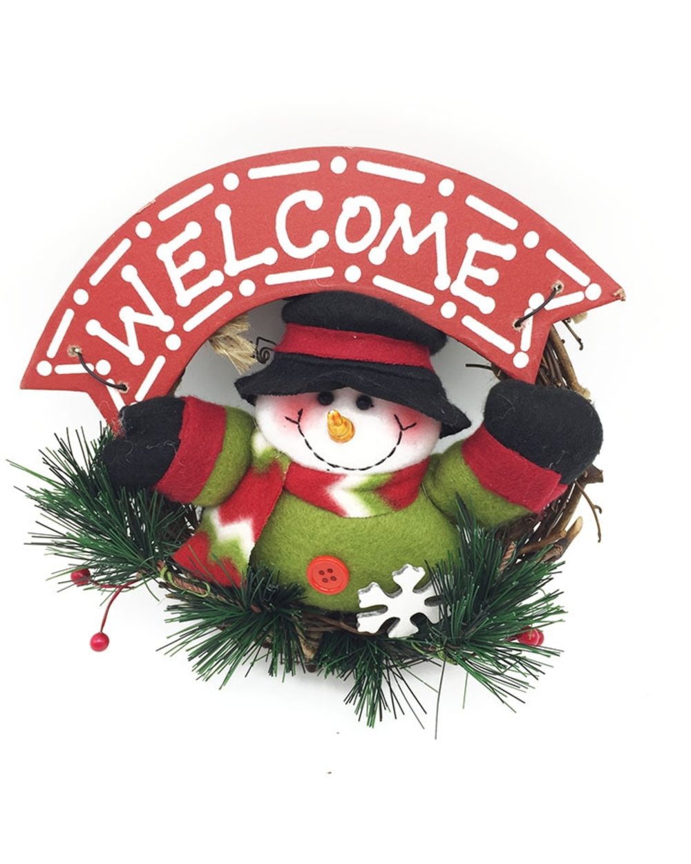 Wooden Merry Christmas Garland Wreath Decor Wall Hanging Door Santa Claus Elk Snowman Ornaments Xmas Pendant Decor Home front-2