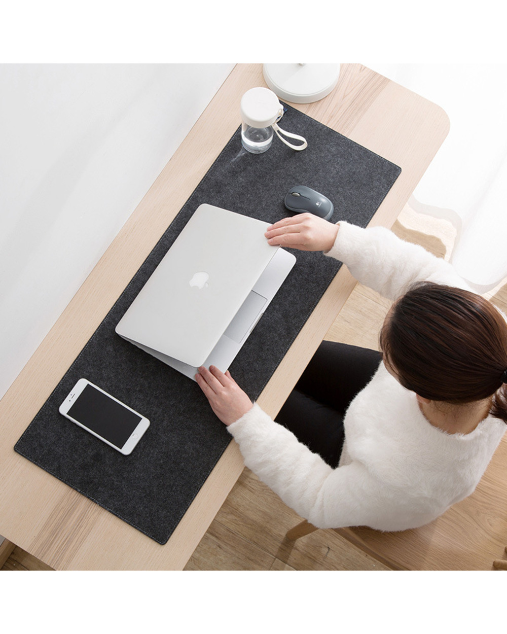 Large Office Computer Desk Mat Table Keyboard Mouse Pad Wool Felt Laptop Cushion Desk Non-Slip Mat Gamer Mousepad Mat front-4