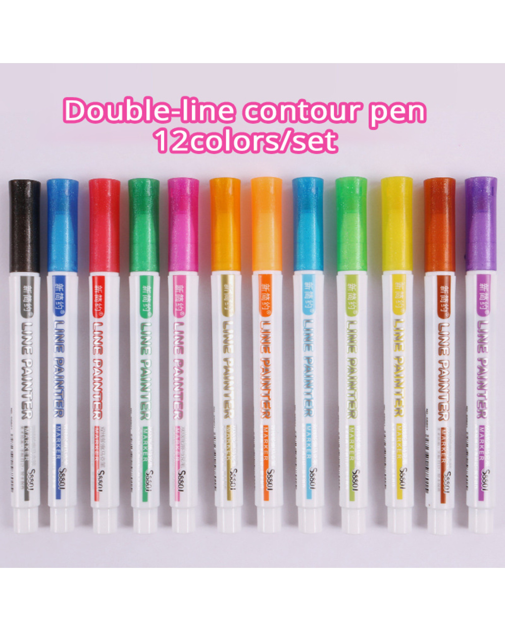 12 Pcs/Set Art Sketching Markers Drawing Watercolor Set Double Line Highlighter Paint Brush Pen School Supplies Station front-3