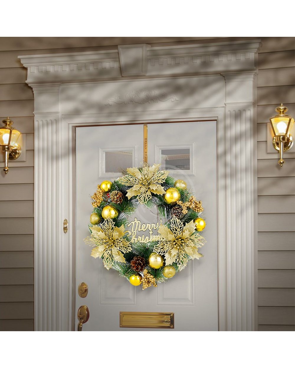 35cm Christmas Wreath Artificial Flower Garland Window Door Wall Home Decorations Xmas Tree Ornaments 2022 New Year Gift front-2