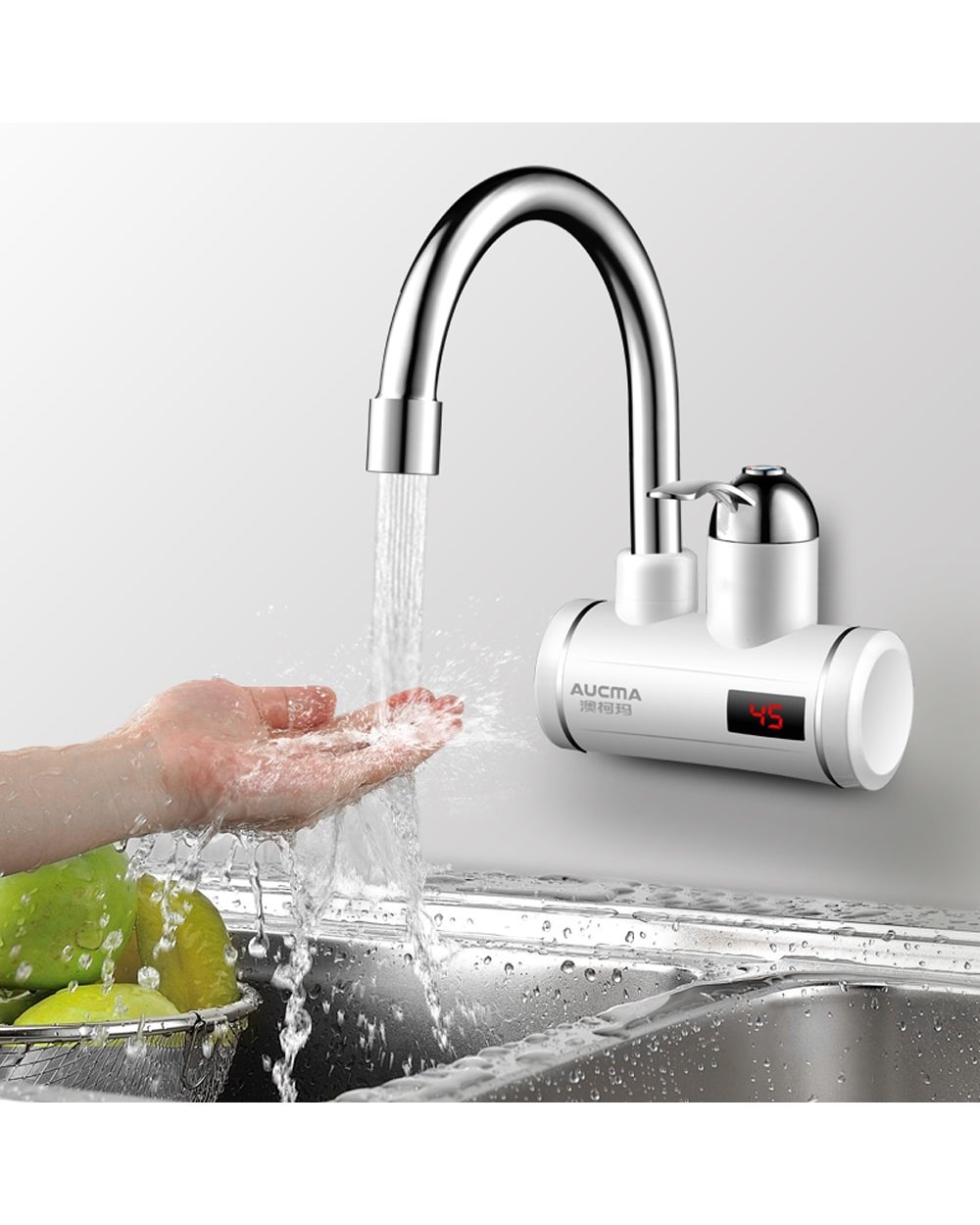 3000W Instant Electric Water Heater Faucet With Temperature Display Fast Heating Electric Tap Instantaneous Boiler 220V front-0