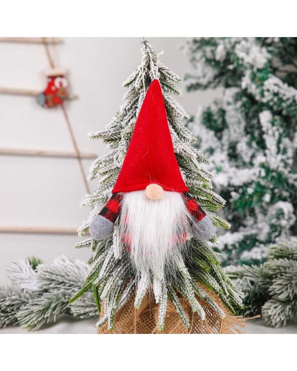 Christmas Nordic Style Lattice Faceless Gnome Santa Tulip Rudolph Doll Decoration For Home Gifts Ornaments Party Supplie front-3