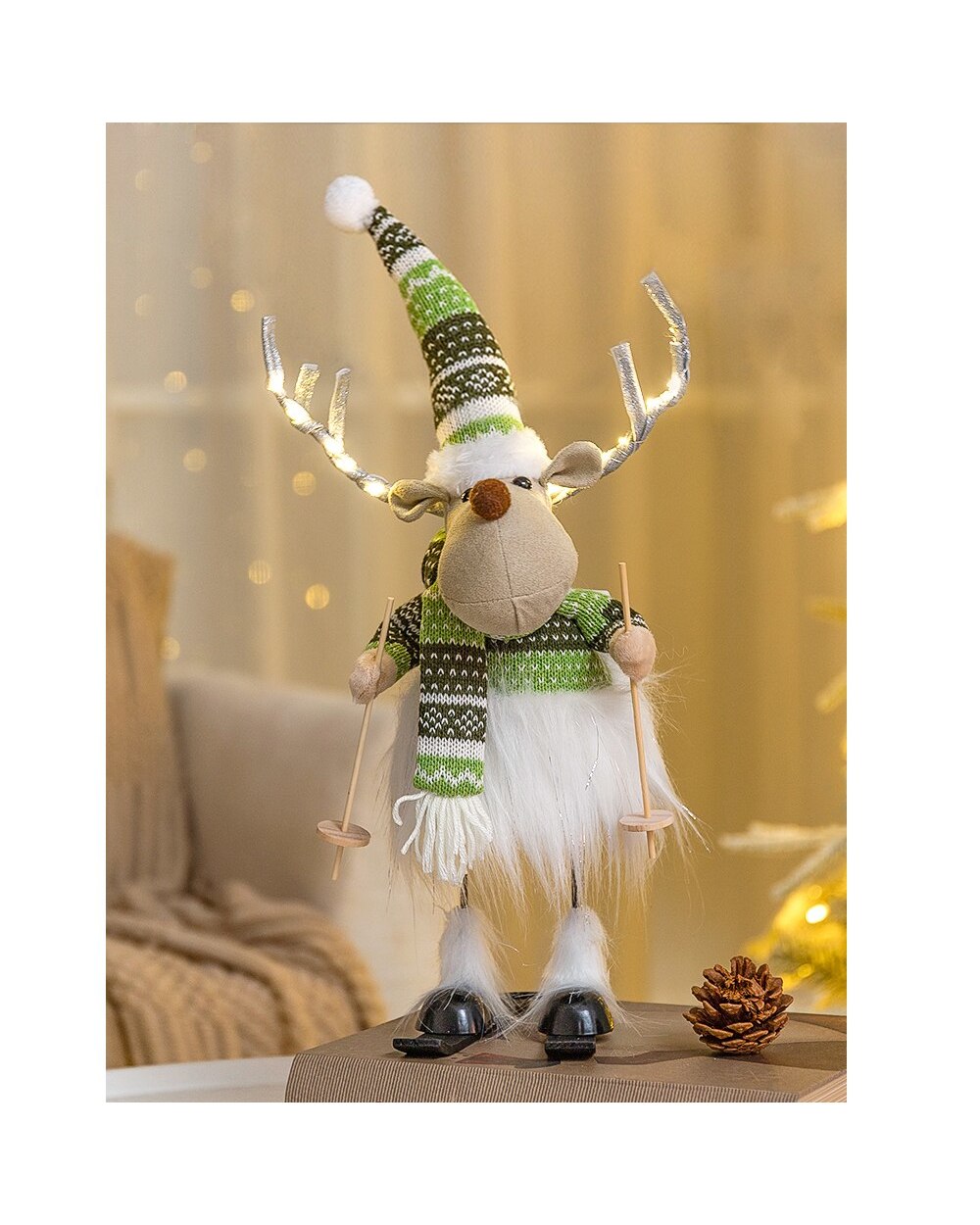 50x30cm Electric Dancing Lights Christmas Dolls Reindeer With Sled New Year Gift For Home Navidad Elk LED Xmas Decor front-4