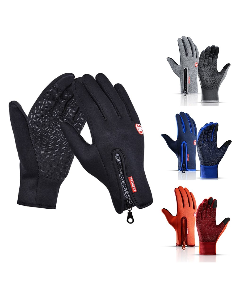 Winter Outdoor Sport Cycling Man Gloves Women Touchscreen Military Fish Waterproof Ski Windproof Non-Slip Fashion Black front-5