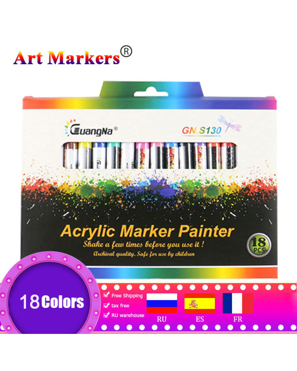 12/18/36Colors 0.7Mm Acrylic Paint Marker Pen Set Drawing Pen For Ceramic Rock Glass Porcelain Mug Wood Fabric Canvas A front-0