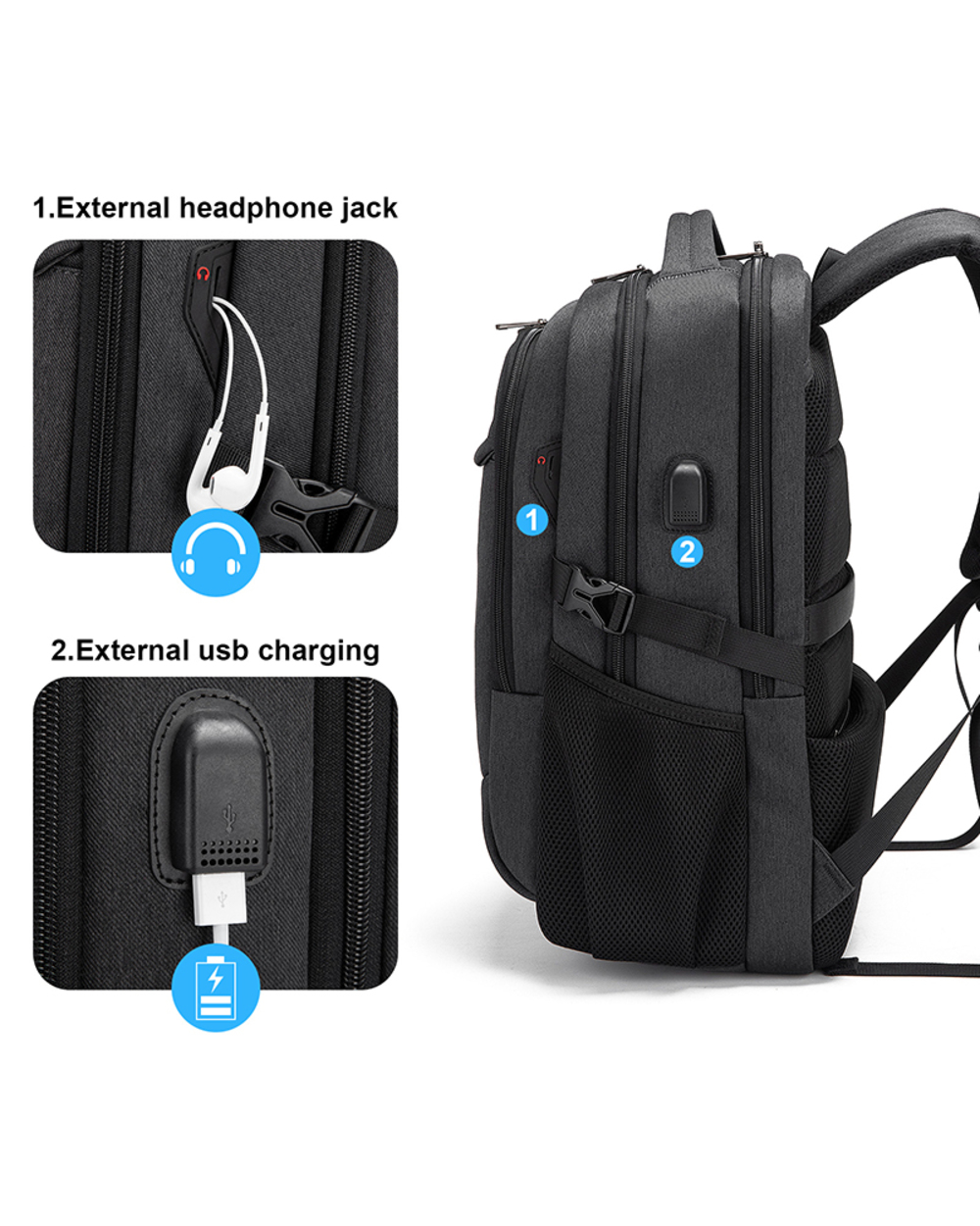 2022 New Fashion Water Resistant Business Backpack For Men Travel Notebook Laptop Backpacks Bags 17 inch Male front-4