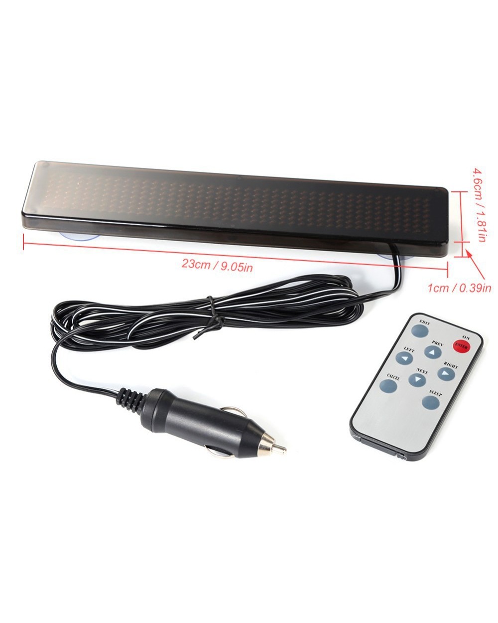 23Cm 12V Led Car Sign Remote Control Programmable Scrolling Message Led Display Screen 7X41 Pixels front-2