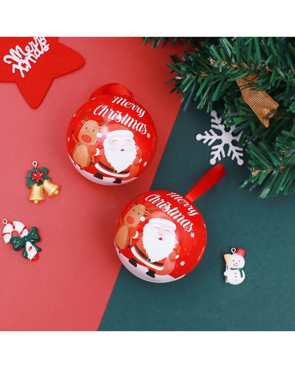 Creative Christmas Candy Box Tinplate Ball Candy Jar Gift Round Ball Packaging Box Christmas Eve Decorations Party Favo front-4