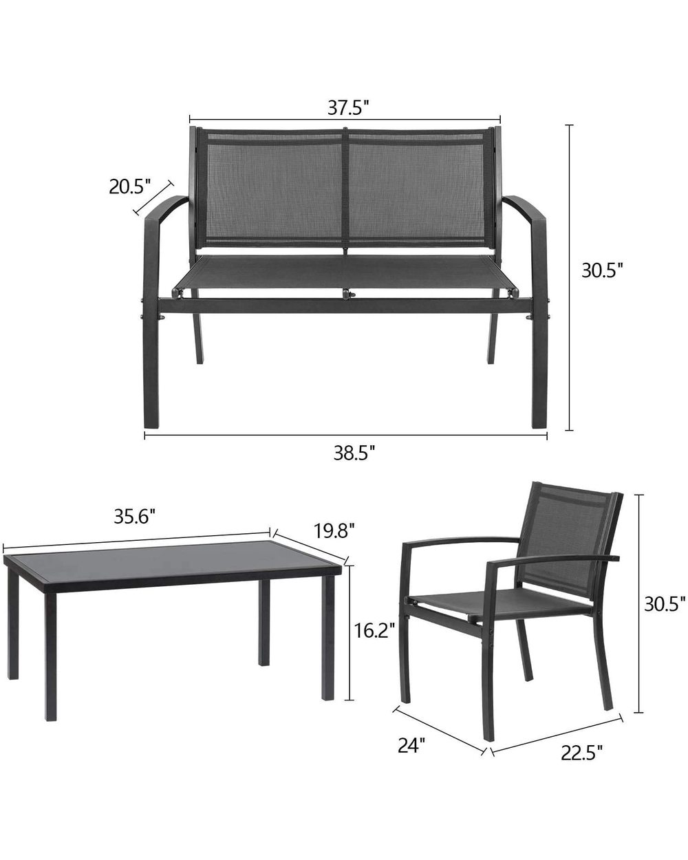 Outdoor 4 Pieces Patio Furniture Set