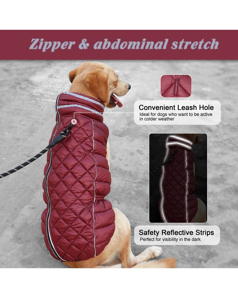 Winter Thick Large Dog Clothes Waterproof Soft Warm Dog Coat Jacket Reflective Pet Clothing Vest for Medium Large Dogs front-1