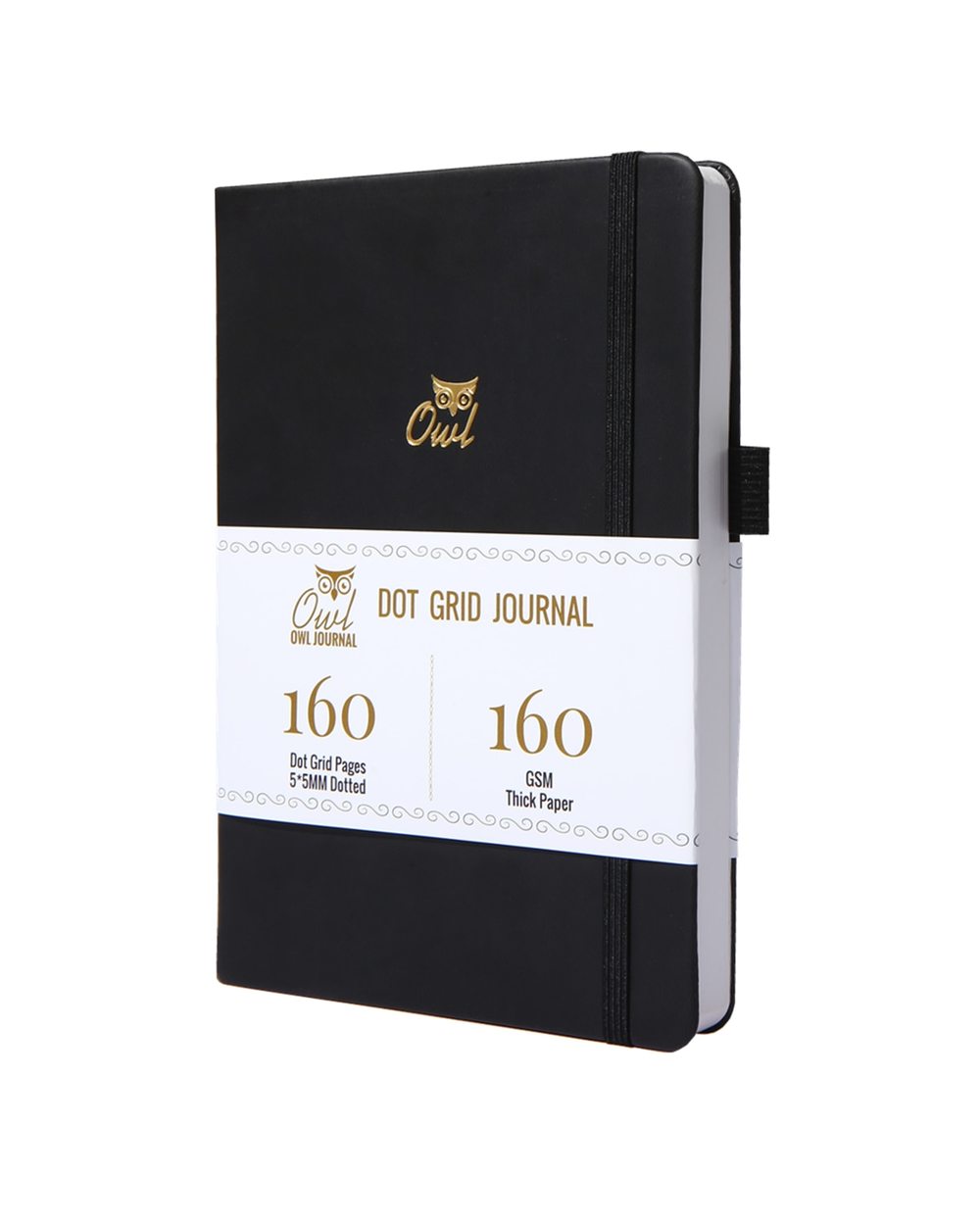 Dotted Journal Dot Grid Notebook Sketchbook - PU Leather, 160gsm Thick Paper, Inner Pocket, Elastic Closure, Pen Holder front-1