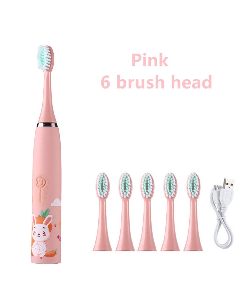 Children Sonic Electric Toothbrush Kids Tooth Brush Ipx6 Waterproof Usb Rechargeable 6 Replacement Brush Heads Oral Cle front-0