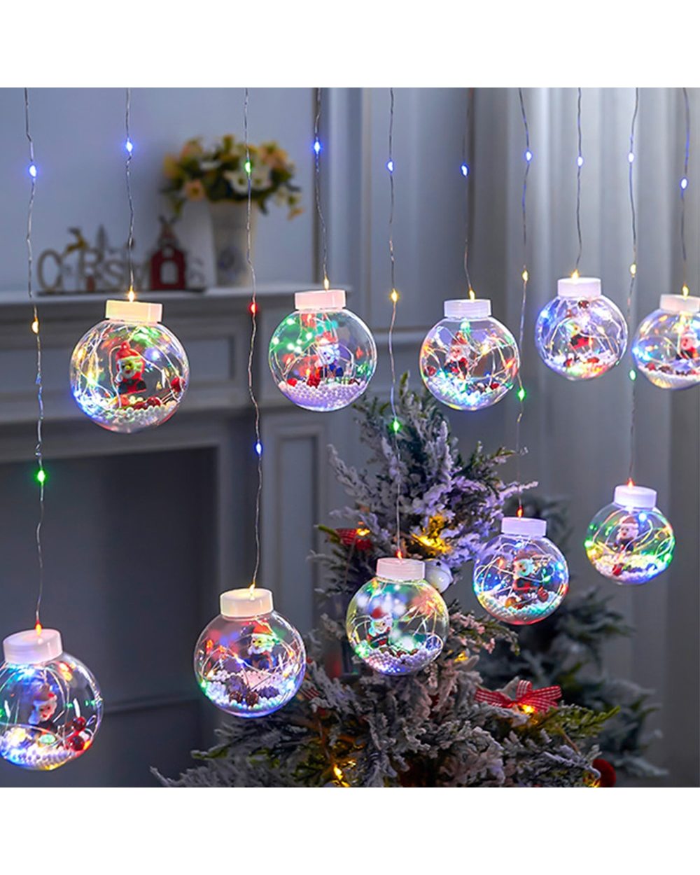 LED Curtain String Light Ball Santa Claus New Year 2022 Christmas Decortions for Home Noel Navidad Xmas Tree Decorations front-1